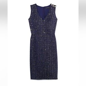 Classic Glitter Tweed Shift Dress